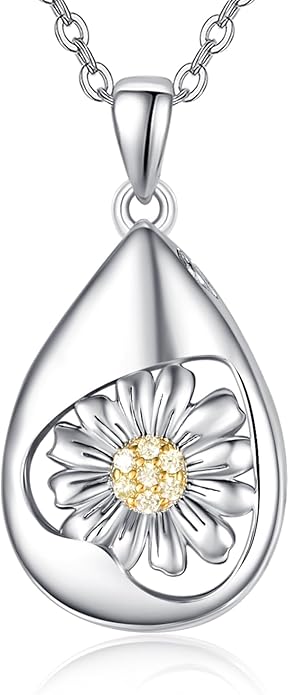 TANGPOET Teardrop Ashes Necklace 925 Sterling Silver Urn Necklace, Cremation Jewellery for Ashes Pendant, Gifts for Women Ladies, with Funnel Filler Kit