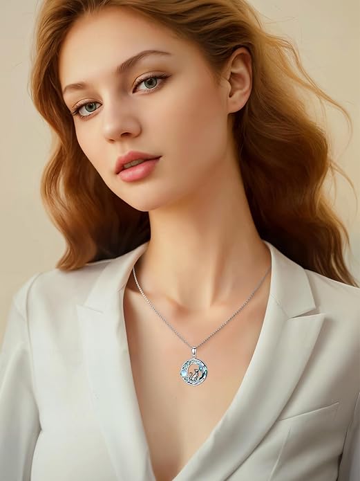 Cat Necklace Celtic Moom/Book Lovers/Cat Lovers Pendant Necklace Birthday Anniversary Graduation Jewelry Gift for Women