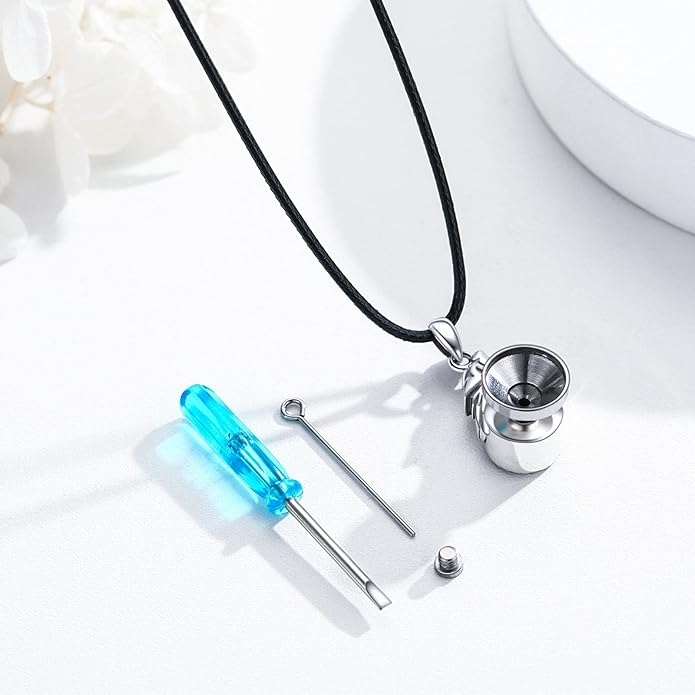 CUOKA MIRACLE Urn Necklace Ashes Sterling Silver Skull Urn Necklace Personalized Cremation Memorial Skull Ash Keepsake Pendant Cremation Jewelry