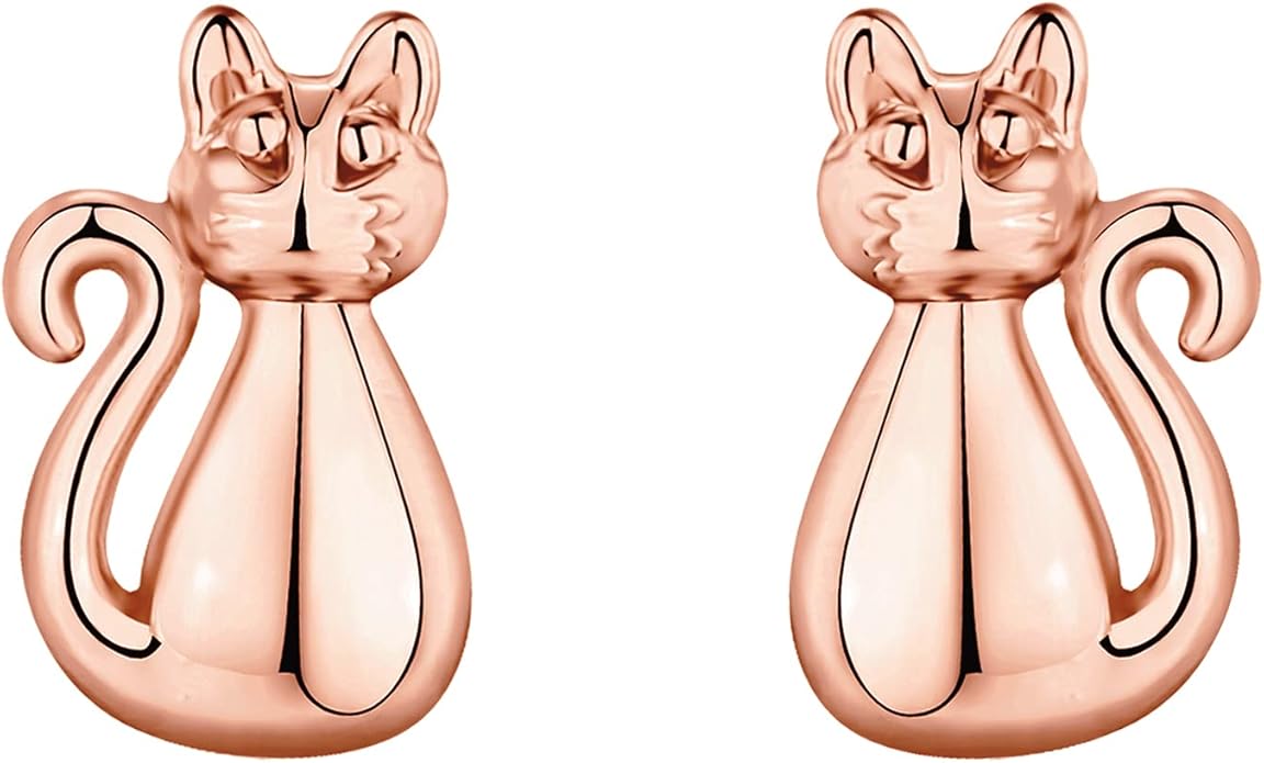 PAVOI 14K Gold Plated Sterling Silver Bar, Dot, Heart, Triangle, Star, Cat | Dainty Earrings for Women