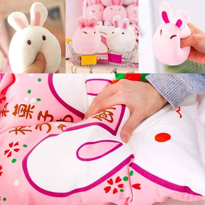 Kawaii Bunny Plush Pillow Throw Pillow, Cute Plushies Bunny Plush Toys, Removable Bunny Stuffed Animals, Bunny Gift for Kids Birthday Easter