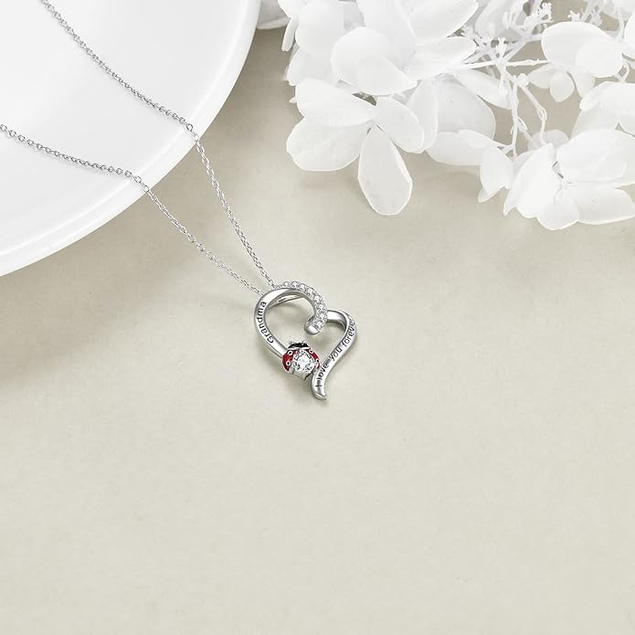 POPLYKE Ladybug Necklace for Women Sterling Silver Ladybug Jewelry Gifts for Mother Daughter