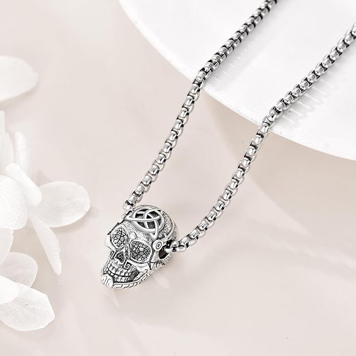 YFN Gothic Necklace Sterling Silver Wiccan Witch Pendant Goth Jewelry Witchy Gifts for Women Men