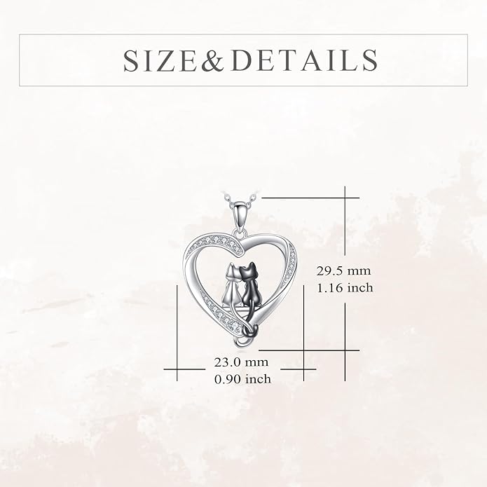 Cat Necklace Sterling Silver Cat Pendnat with Rose Quartz Pearl Jewelry Gifts for Women Cat Lovers