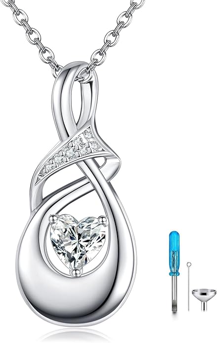 POPLYKE 925 Sterling Silver Urn Necklace for Ashes for Women Cremation Necklace for Ashes Keepsake Jewelry for Human