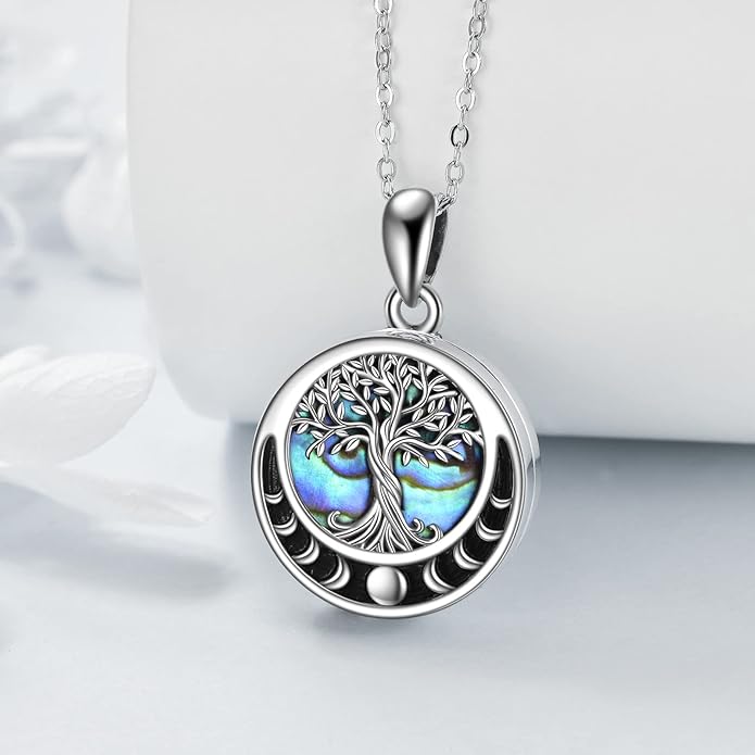 ONEFINITY Tree of Life Locket Necklace Sterling Silver Locket Necklace That Holds Pictures Tree of Life Locket Pendant for Women Wife Girlfriend