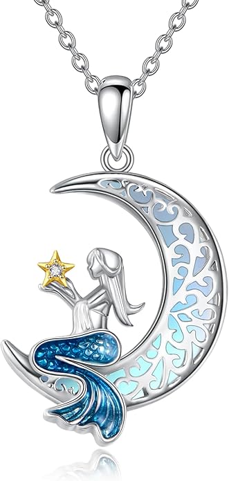 POPLYKE Spider/Butterfly/Fox/Killer Whale/Pande/Shark/Cat/Owl/Mermaid/Dragonfly Necklace 925 Sterling Sliver Animal Necklace Pendant Jewelry Gifts for Women