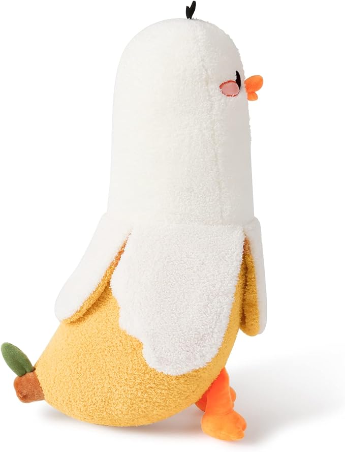 PEACH CAT Banana Duck Plush Pillow Duck Stuffed Animal Cute Banana Plushie for Girls and Boys White 27.5"