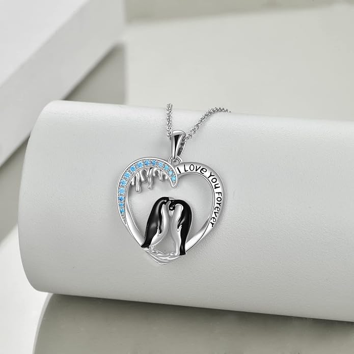 Penguin/Cat/Horse/Elephant/Wolf/Hummingbird/Giraffe/Eagle Pendant Necklace Sterling Silver I Love You Forever Animal Necklace Jewelry Gifts for Women