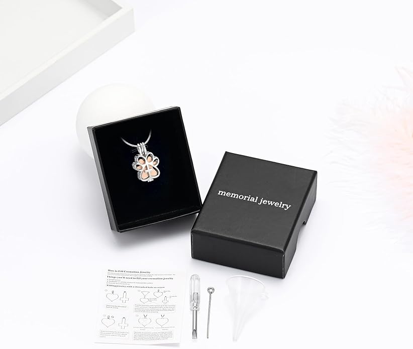Pet Cremation Jewelry for Dog/Cat Paw Stainless Steel Memorial Locket Urn Necklace with Hollow Urn Cremation Jewelry for Ashes