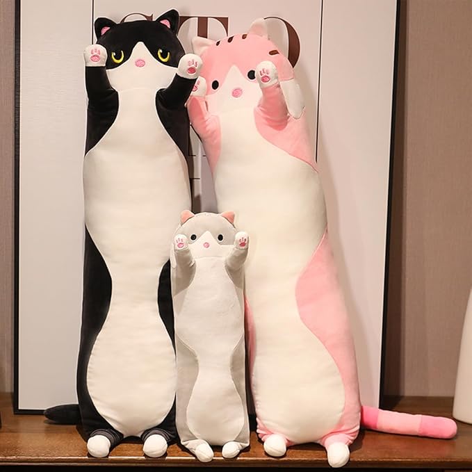 Long Cat Plush Kawaii Body Pillow, Cute Cat Stuffed Animals Soft Plushies.