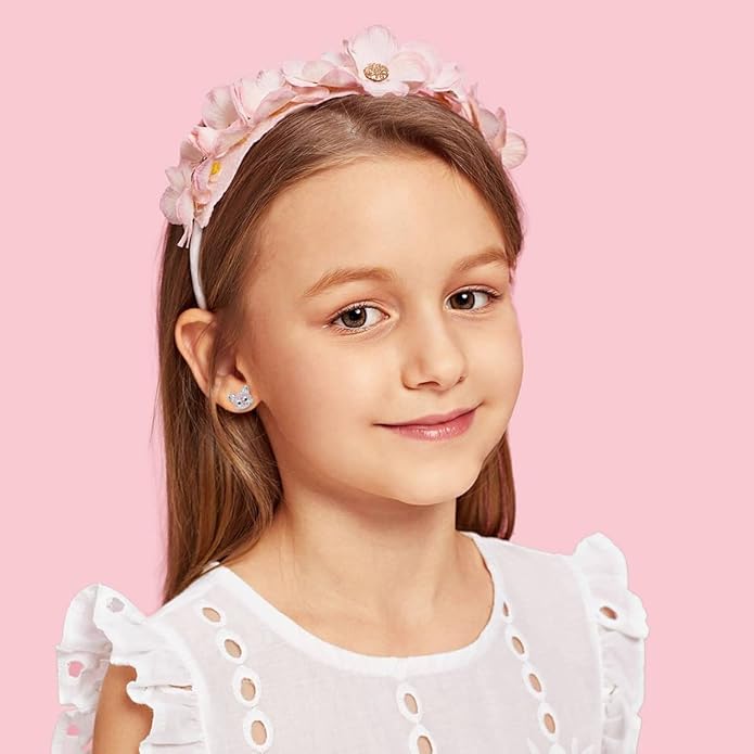 Lanqueen Cute Cat Stud Earrings for Girls Hypoallergenic Cat Cubic Zirconia Earrings for Women Teens Girls