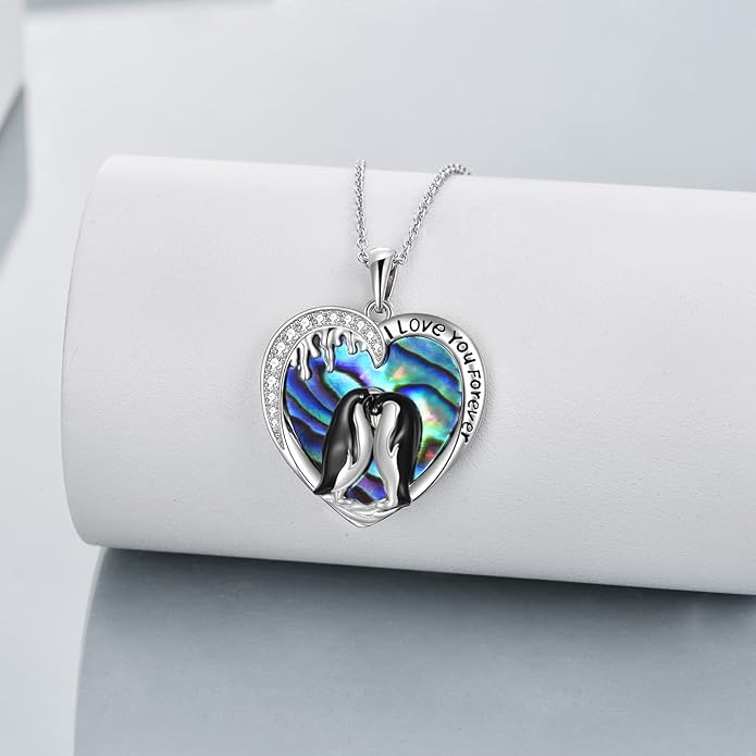Penguin/Cat/Horse/Elephant/Wolf/Hummingbird/Giraffe/Eagle Pendant Necklace Sterling Silver I Love You Forever Animal Necklace Jewelry Gifts for Women