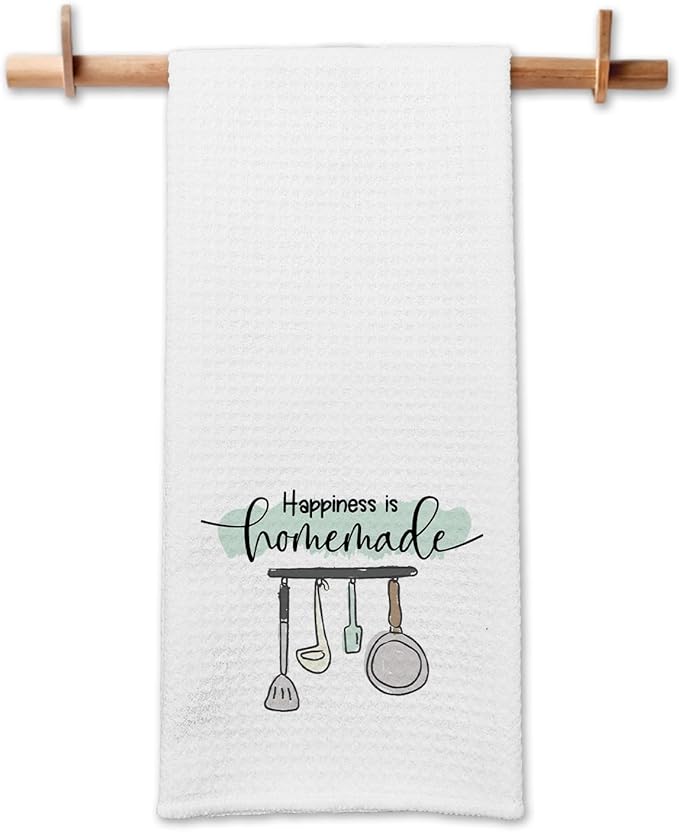 Funny Kitchen Towels with Sayings Happiness is Homemade Dishcloth Trendy Dish Towels for Kitchen Decor Sweet Housewarming Gifts Funny Birthday Gifts for Women Men Hostess Sister Friend Chef
