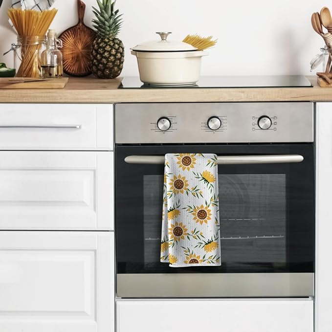 Funny Kitchen Towels,Sunny Sunflower Dishcloth,16x24 Inch Spring Summer Flora Napkin,Absorbent Microfiber Hand Towel,Tea Rags for Decor,Gifts for Hostess Mom New Home Women Housewarming