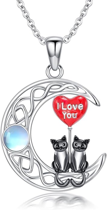Cat Necklace 925 Sterling Silver Cat Pendant Necklace Cute Animal Jewelry Gift for Women Mother Grandma