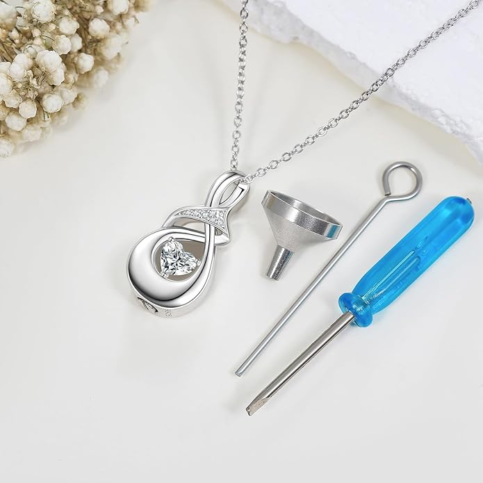 POPLYKE 925 Sterling Silver Urn Necklace for Ashes for Women Cremation Necklace for Ashes Keepsake Jewelry for Human