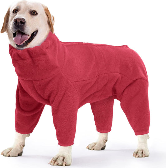 ROZKITCH Dog Pajamas XL, Pet Windproof Warm Cold Weather Jacket Vest Cozy Jumpsuit Apparel Outfit Clothes for Small Medium Large Dog Walking Hiking Sleep Red XL