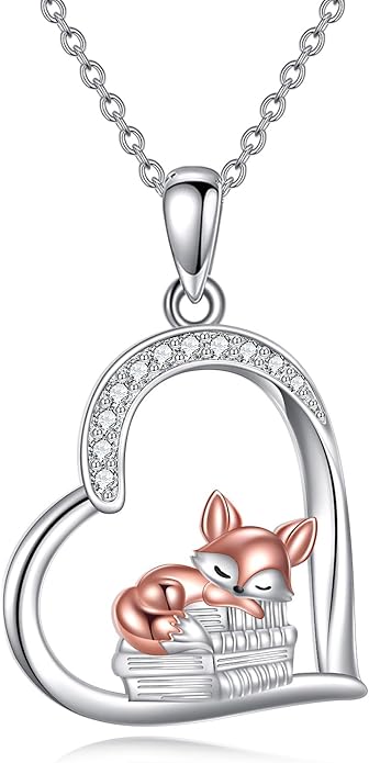 Cat Squirrel Llama Raccoon Tiger Cheetah Elephant Fox Sloth Koala Monkey Horse Dinosaur Axolotl Necklace Animal Pendant Heart Necklace 925 Sterling Silver