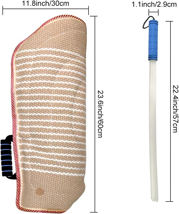 Dog Bite Training Set Professional Dog Bite Sleeve Arm with Whip Agitation Stick for Dogs Training Equipment Protection for Biting Playing Tugging Toy Interactive Pitbull German Shepherd Puppy K9