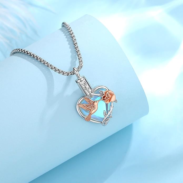 EUDORA Sterling Silver Urn Necklace for Ashes for Women Men, Ash Pendant for Human Cat Dog Ashes, Necklace for Ashes of Loved One Dad Mom Papa Pet Cremation Souvenir Jewelry for Funeral, 20inch