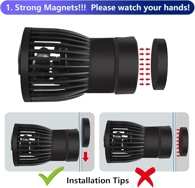 CONQUERALL 520-2600GPH 15W Wave Maker for Aquarium 24V DC Fish Tank Wave maker Sine Wave Technology Large Flow and Ultra Quiet Suit for Freshwater and Saltwater