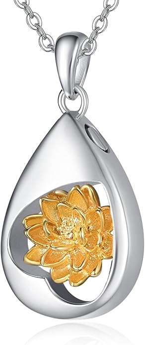 TANGPOET Teardrop Ashes Necklace 925 Sterling Silver Urn Necklace, Cremation Jewellery for Ashes Pendant, Gifts for Women Ladies, with Funnel Filler Kit
