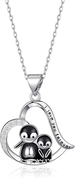 Penguin/Elephant/Frog Mushroom/Cat/Fox/Highland Cow/Axolotl/Yorkie Necklace Jewelry for Women Birthday Christmas Gifts