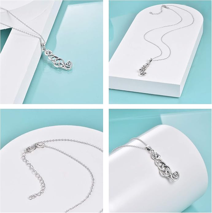 ONEFINITY Sterling Silver Cat Necklace Celtic Knot Viking Jewelry Crazy Cat Lady Gifts for Cat Lover for Women Her