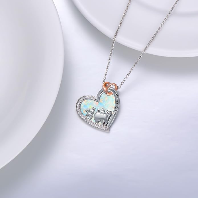 Mothers Day Gift for Mom 925 Sterling Silver Mama Bear/Dinosaur/Cat/Bird/Chicken Necklace with 1 2 3 4 5 Cubs Jewelry for Women Wife Grandma