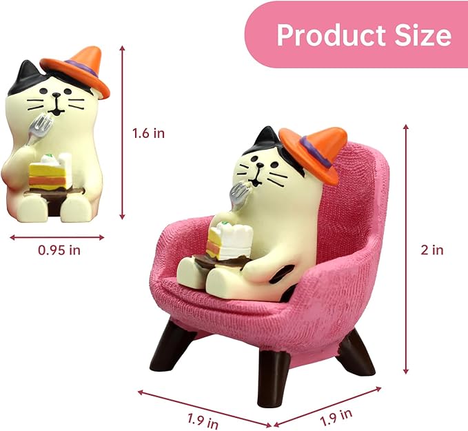 Cute Mini Cat Eating Cake Figurine Resin Cat for Office, Home Decoration Perfect Cute Cat Gift for Cat Lovers - Pink Sofa