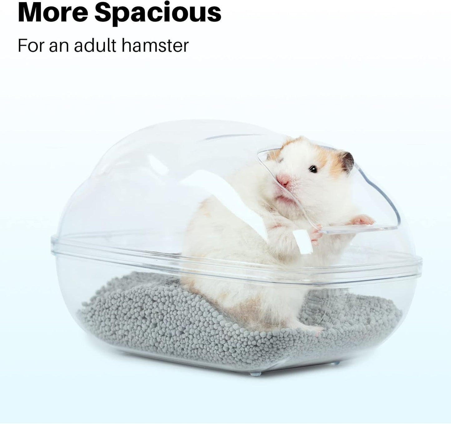 BUCATSTATE Sand Bath Container for Hamster Large Transparent Hamster Toilet with Scoop Dwarf Sandbox Dust Bathtub Small Animals Bathroom Hamster Cage Accessories (Transparent, Large)