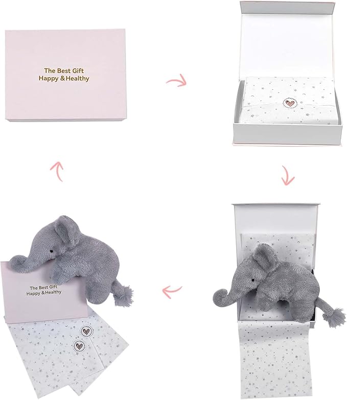 Elephant Plush, Elephant Stuffed Animal, Elephant Plushies for Girls and Boys, Stuffed Elephant Plush, Grey, 6.3 Inches
