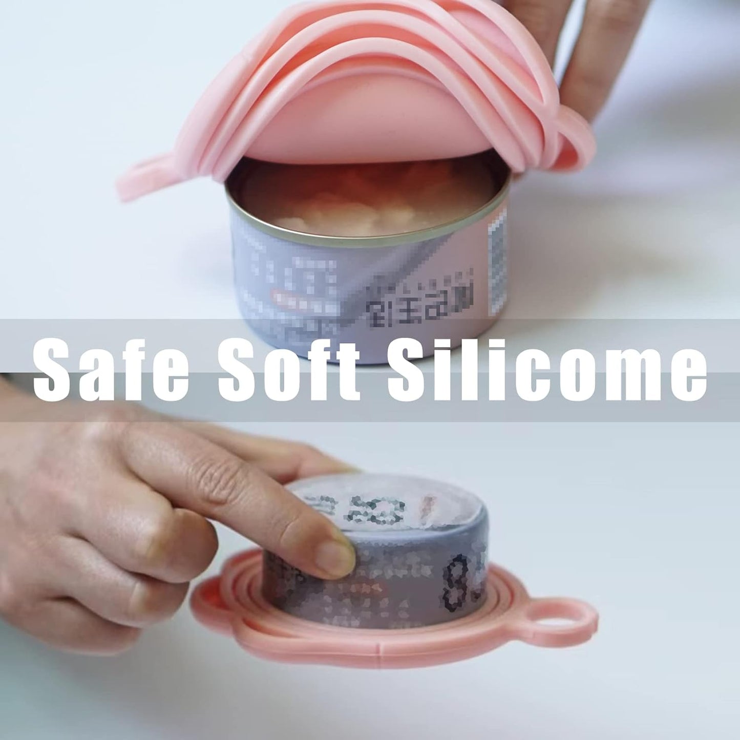 Meow&Woof Cute Cat Pet Can Food Cover with Spoon - One Lid and One Spoon Pack (Gray)