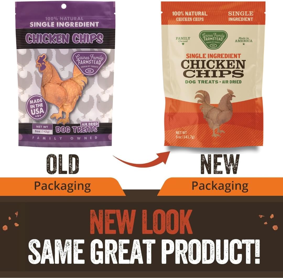 Gaines Family Farmstead Chicken Chips for Dogs – 6 oz Natural, High-Protein Dog Treats, Rawhide-Free Chews, Single Ingredient, Grain-Free, Made in USA