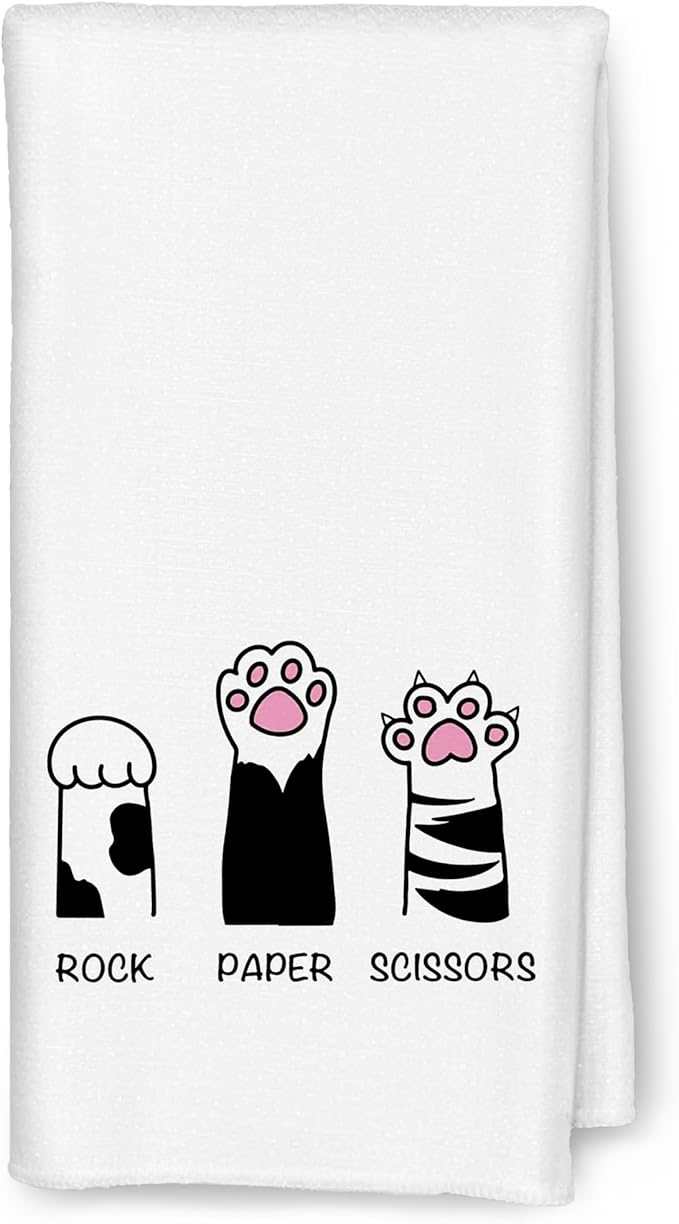 Funny Cat Hand Towels, 16x24 In, Cotton/Linen, Multi-Purpose, Decorative/Playful, Floral Pattern, 350 gsm, 1 Count