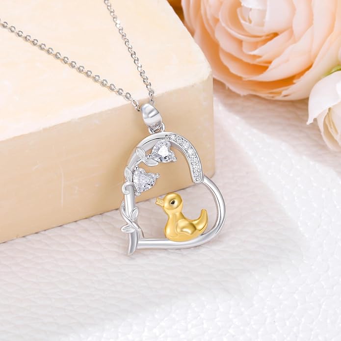 Heart Animal Necklace 925 Sterling Silver Cute Animal Pendant Jewelry Birthday Gifts for Women Girlfriend Mom Animal Lovers