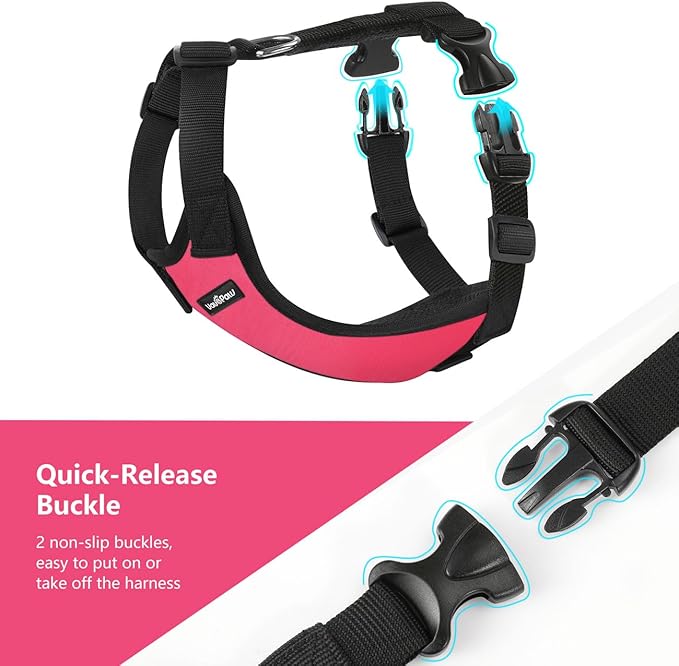 Dog Seat Belt, Safety Vest Dog Car Harness with Adjustable Buckle Dog Seat Belt for Vehicle Nylon Pet Safety Seat Belts Heavy Duty(XXL, Magenta)