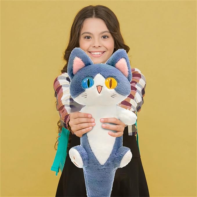 OOPSHANA Long Cat Plush Toy Cute Plushie Hugging Plush Pillow Shark Cat Stuffed Animal for Girls and Boys Blue 33"