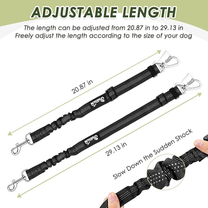 Lukovee Dog Seat Belt for Car, Adjustable Dog Car Harness for Large Medium Small Dogs, Soft Padded & Breathable Mesh Dog Seatbelt with Car Strap and Carabiner(Lime Green Double Clip,Small)