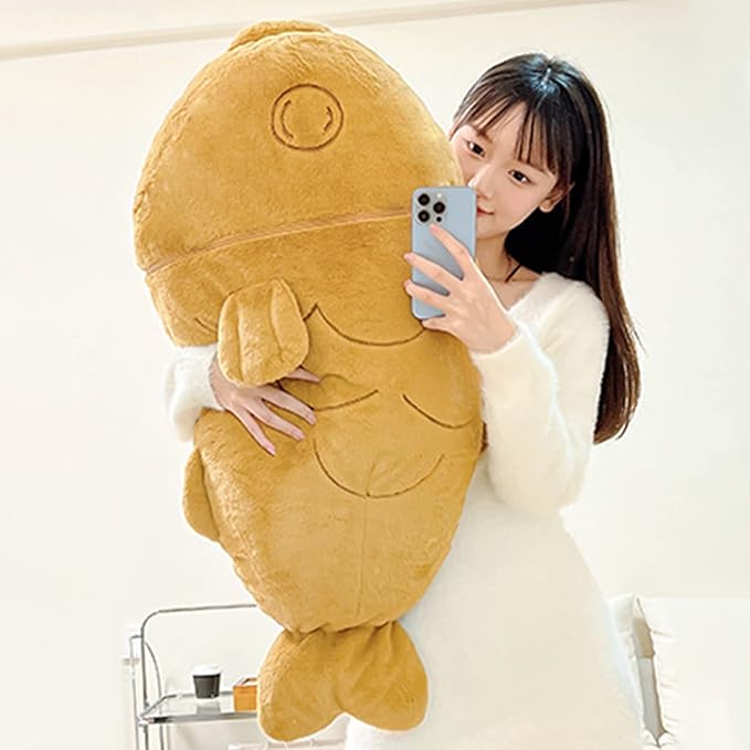Ditucu 32 inch Large Taiyaki Cat Plush Pillow Giant Kitten Inside Fish 2 in 1 Big Size Stuffed Animal Plushies Toys with Outfit Sleeping Doll Gifts for Girls Boys