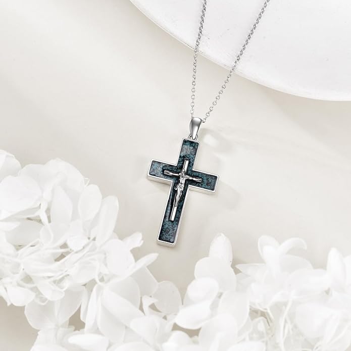 YFN Cross Necklace Sterling Silver Religious Cross Pendant Jewelry Christian Gifts for Women Men