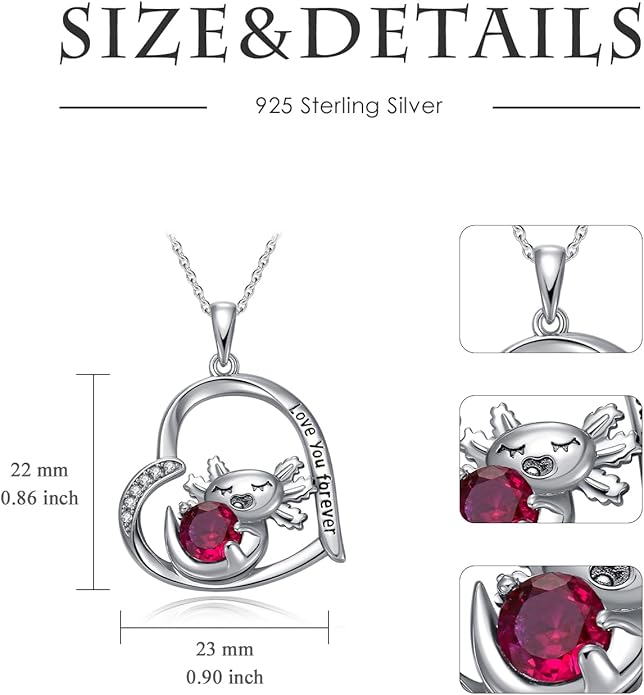 Cat Squirrel Llama Raccoon Tiger Cheetah Elephant Fox Sloth Koala Monkey Horse Dinosaur Axolotl Necklace Animal Pendant Heart Necklace 925 Sterling Silver