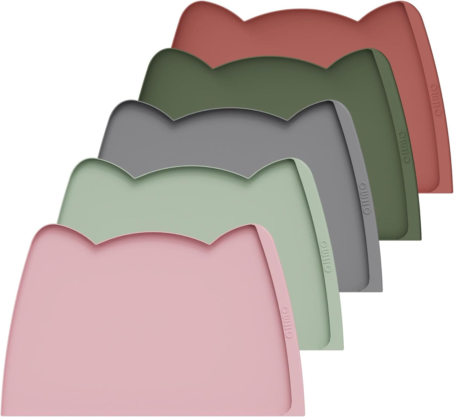 OHMO Dog Food Mat(Pink, 24 * 15'') w/Residue Collection Pocket Silicone Pet Feeding Mat for Floor High Edges Anti Spills Waterproof Cat Water Bowl Tray, Easy Clean Placemat