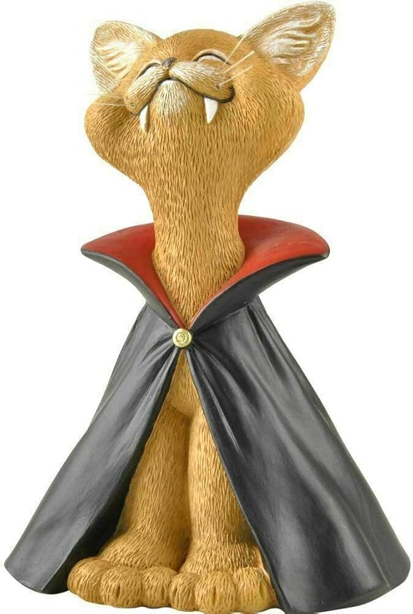 Holiday Stocking Stuffer - Whimsical Orange Cat Vampire Figurine - Cat Home Office Decoration - Gifts for Cat Lovers, Purrfect