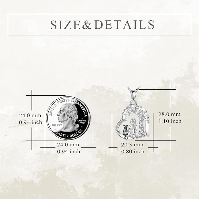 YFN Cat Necklace Sterling Silver Jewelry for Women Cat Jewelry Gifts