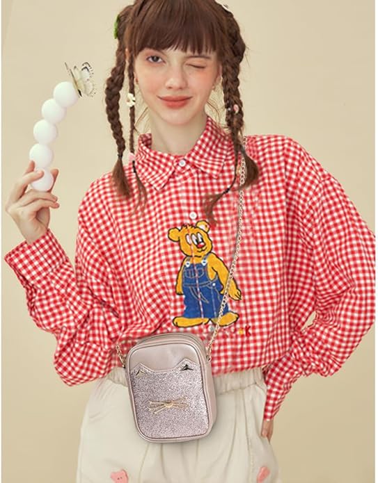 Cute Crossbody Purse for Teen Girls Sparkly Cat Purse and Small Crossbody Bags for Women Gift with Chain Strap