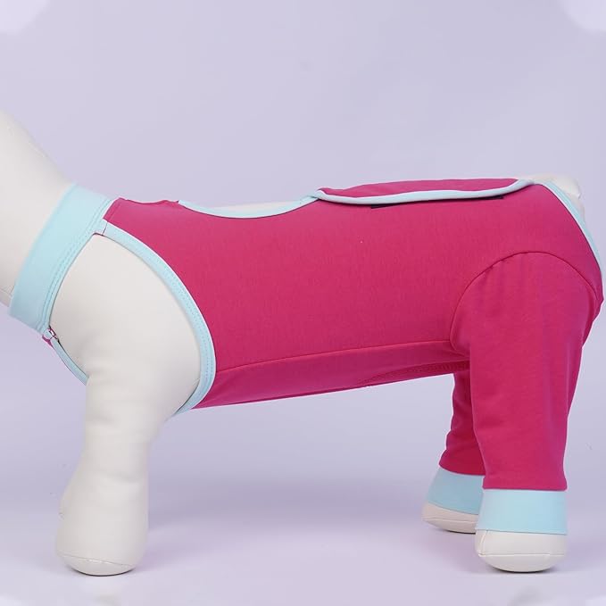 ROZKITCH Dog Surgery Leg Sleeve Rear Legs, Male Female Pet Prevent Licking Wound Elbow Knee Protector, Dog Recovery Suit Cone Collar Alternative Pants Shirt for Wound Heal Wrap Rosered XL