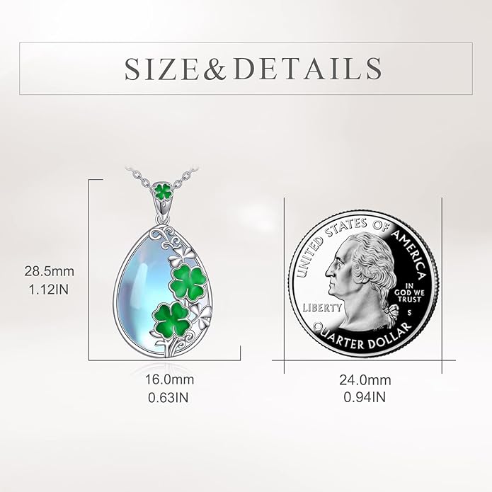 CRMAD Daisy/Black Cat/Dragonfly/Daffodil/Hummingbird/Stingray/Phoenix Feather/Rose Necklace Sterling Silver Moonstone Teardrop Pendant Necklace Flower Animal Jewelry Gifts for Women