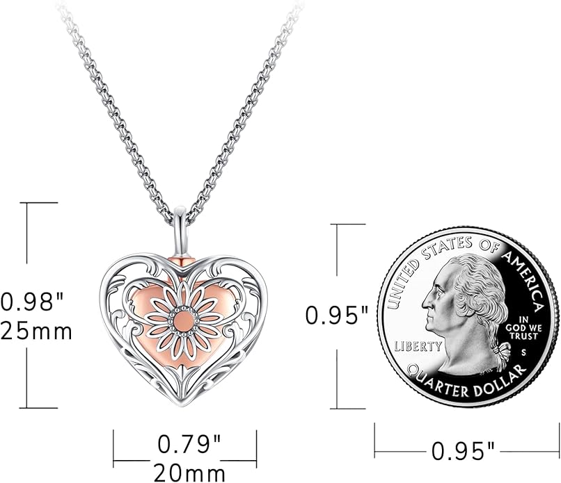 Eusense Cremation Jewelry for Ashes Urn Necklace to Put Ashes In 925 Sterling Silver Memorial Pendant Heart Urn Necklaces for Ashes Necklace for Women Men
